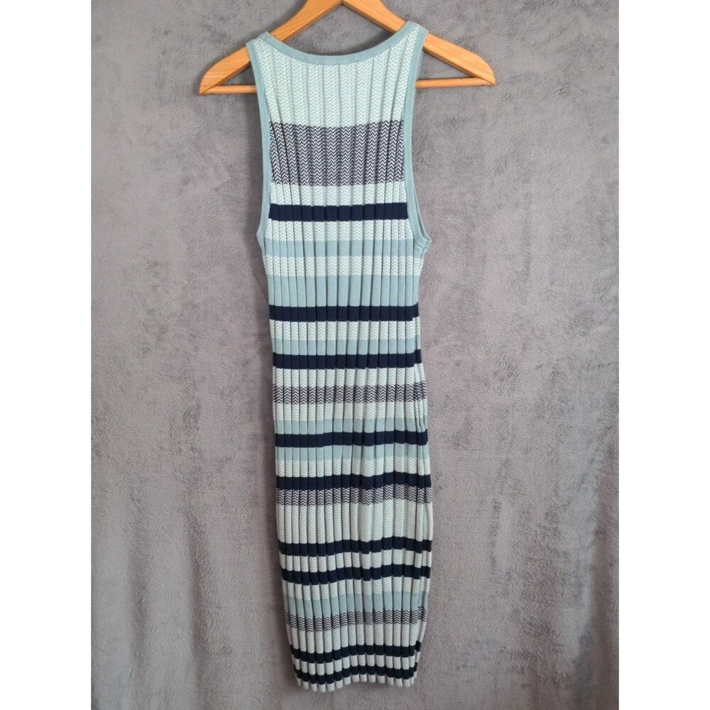 White House Black Market Midi Dress XL Tank Stretch Green Coastal Chevron Stripe - Picture 4 of 8